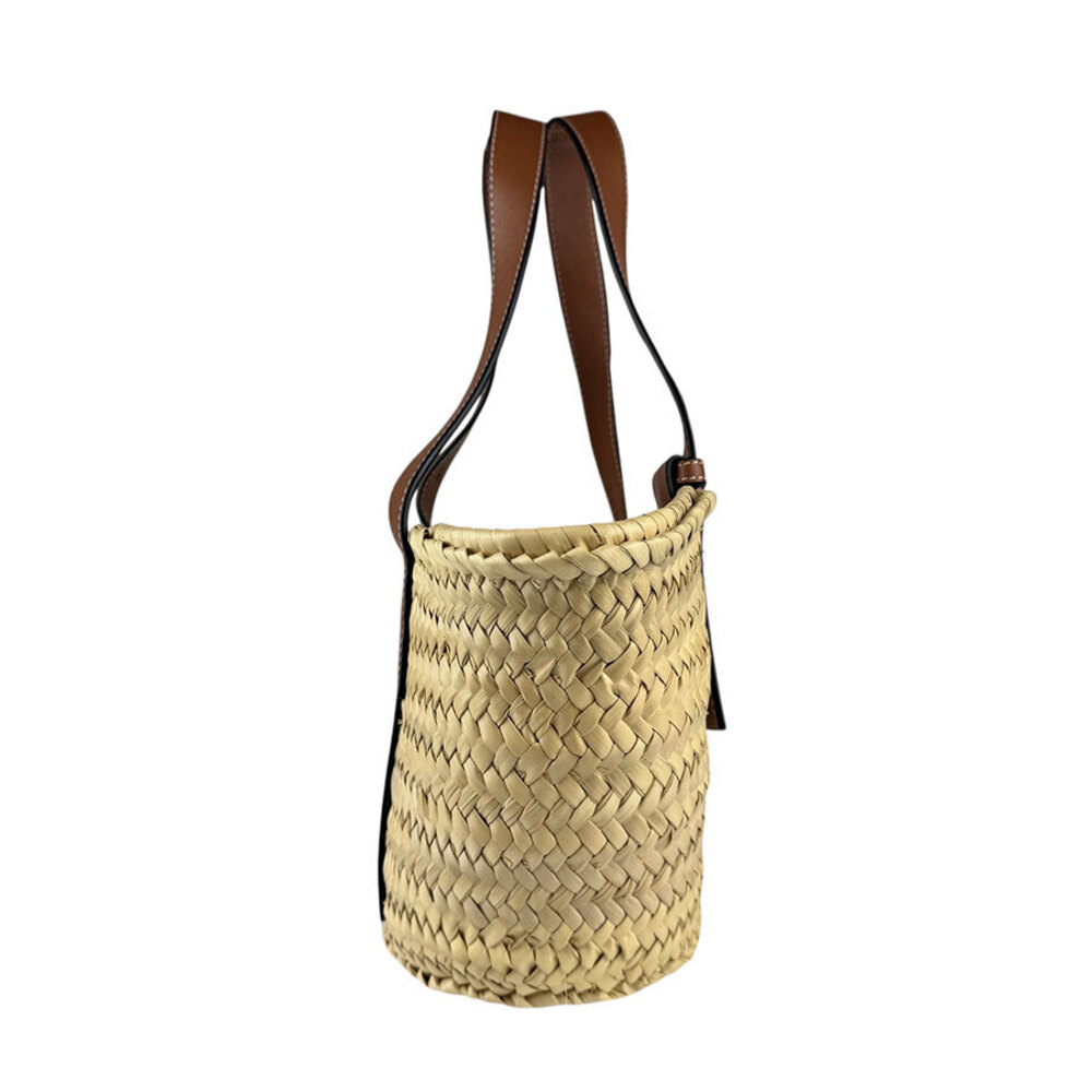 Loewe Straw Bag Basket Natural Leather Brown